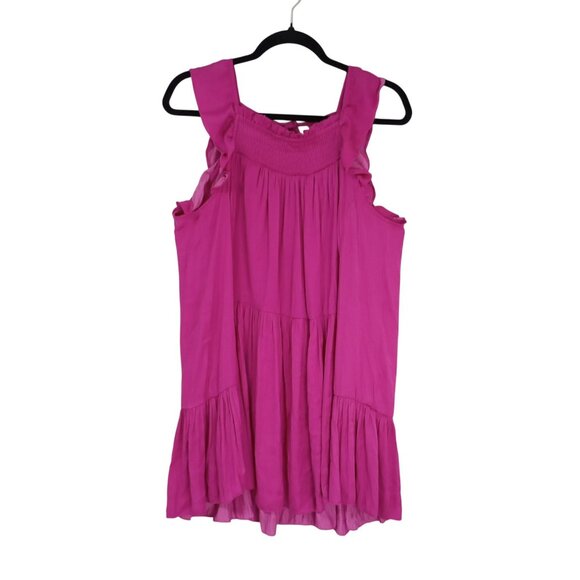 Intimately Free People Dress mini Magenta Sleeveless Smocked Ruffle Hem Size S - Picture 2 of 11